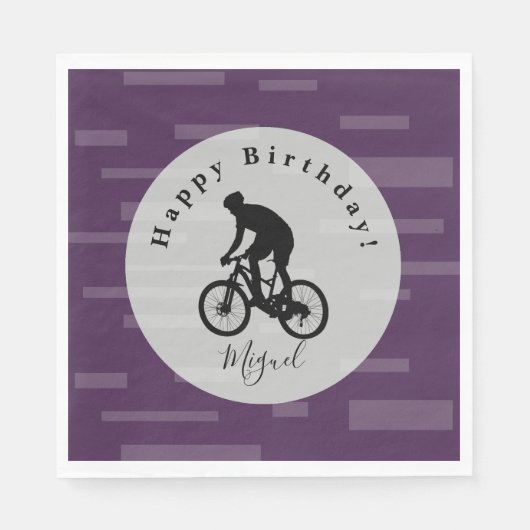Serviette En Papier Bicycle Rider Joyeux Anniversaire Papier serviette (Devant)