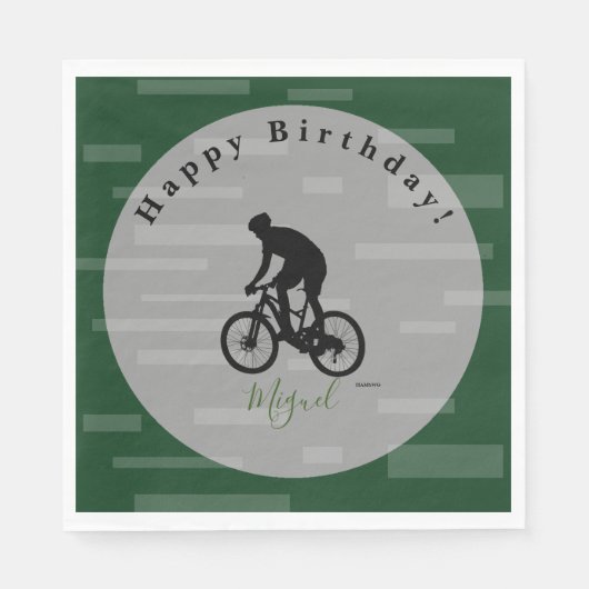 Serviette En Papier Bicycle Rider Joyeux Anniversaire PapierNapkin HAM (Devant)