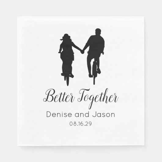 Serviette En Papier Bicyclette à thème mieux ensemble Mariages serviet (Devant)