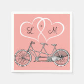 Serviette En Papier Bicyclette pour deux coeurs Mariage personnalisé N (Devant)