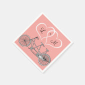 Serviette En Papier Bicyclette pour deux coeurs Mariage personnalisé N (Coin)