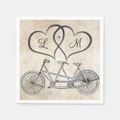 Serviette En Papier Bicyclette pour deux coeurs Mariage personnalisé N (Devant)