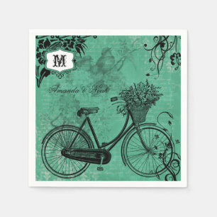 Serviette En Papier Bicyclette Turquoise vintage Papier personnalisé