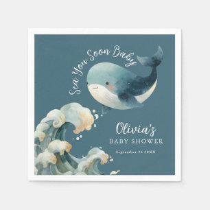 Serviette En Papier Bientôt à la mer baleine océan turquoise Baby Show