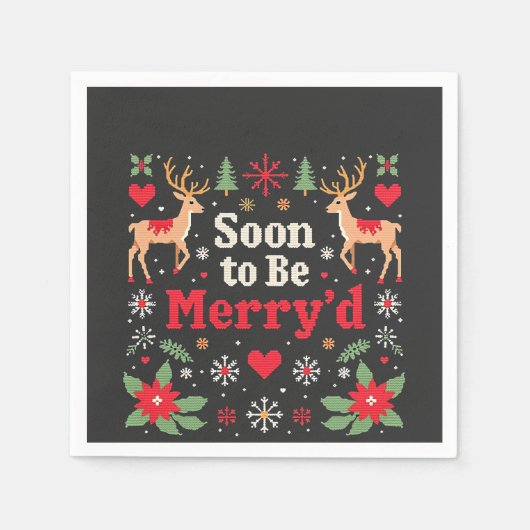 Serviette En Papier Bientôt être Joyeux Couples de Noël amusants (Devant)