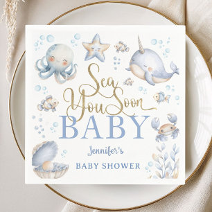 Serviette En Papier Bientôt sous l'océan Baby Shower Garçon Papier Ble