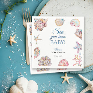 Serviette En Papier Bientôt sur les rivages Baby Shower Coquillage