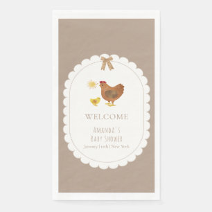 Serviette En Papier Bienvenue à la Baby Shower Gingham Cottagecore Pou