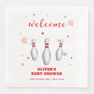Serviette En Papier Bienvenue à la Baby Shower Modern Strike Up Bowlin
