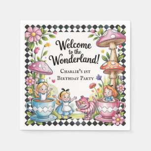 Serviette En Papier Bienvenue À La Fête Du 1Er Anniversaire De Wonderl