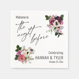 Serviette En Papier Bienvenue à La Nuit Avant les Roses Roses Réaliste