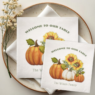 Serviette En Papier Bienvenue à la récolte de Thanksgiving Nom de la f