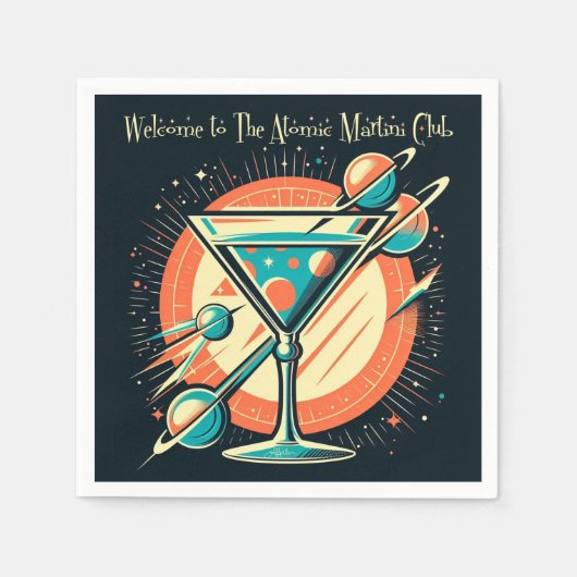 Serviette En Papier Bienvenue À L'Âge Spatiale Atomic Martini Club (Devant)