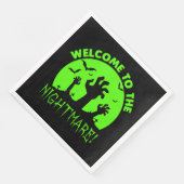Serviette En Papier Bienvenue à l'Halloween verte nocturne (Coin)