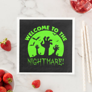 Serviette En Papier Bienvenue à l'Halloween verte nocturne
