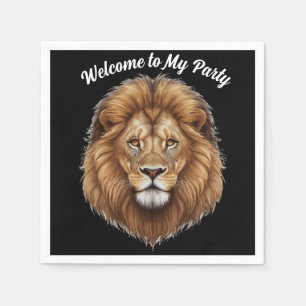 Serviette En Papier Bienvenue à mon lion de fête personnaliser le nom