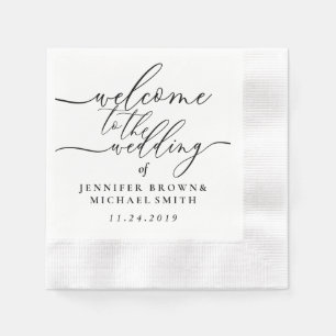 Serviette En Papier Bienvenue Au Mariage De Signature De Nom Personnal
