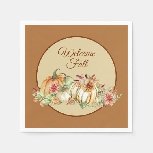 Serviette En Papier Bienvenue Automne Joli Papier Napkins (Devant)