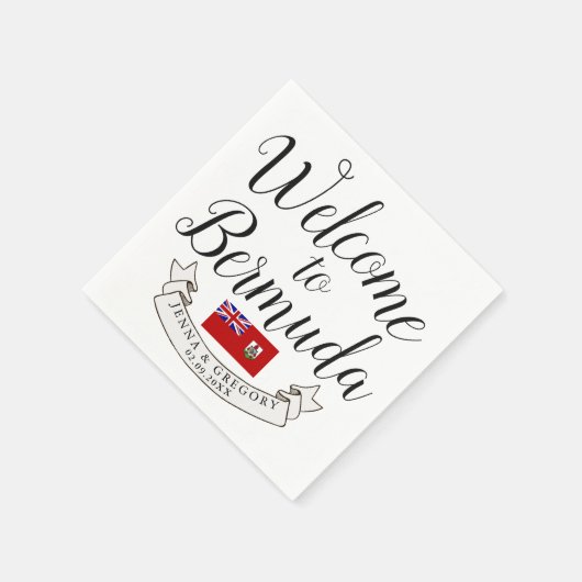 Serviette En Papier Bienvenue aux Bermudes | Destination Faveur Mariag (Coin)