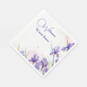 Serviette En Papier Bienvenue Bordure Iris Violet (Coin)