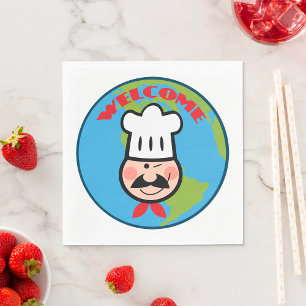 Serviette En Papier Bienvenue Chef Cuisinier Dessin Animé Mignon