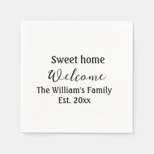 Serviette En Papier Bienvenue chez vous ajoutez nom de famille année d
