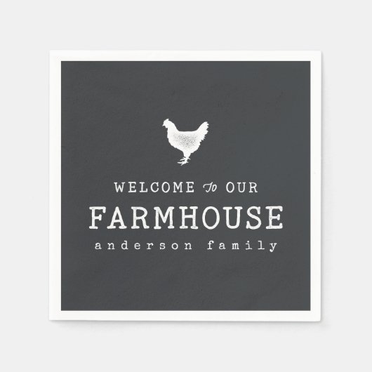 Serviette En Papier Bienvenue dans notre ferme Pays Poulet rustique (Devant)