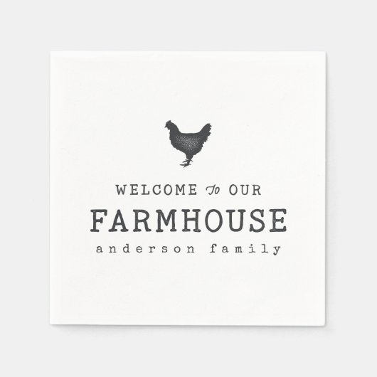 Serviette En Papier Bienvenue dans notre ferme Pays Poulet rustique (Devant)