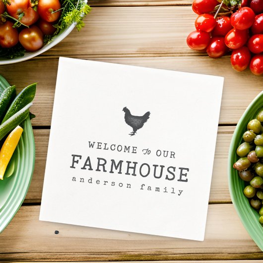Serviette En Papier Bienvenue dans notre ferme Pays Poulet rustique