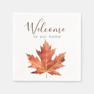 Serviette En Papier Bienvenue dans notre maison feuille d'automne