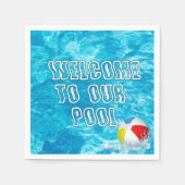 Serviette En Papier Bienvenue Dans Notre Piscine Avec Beach Ball (Devant)