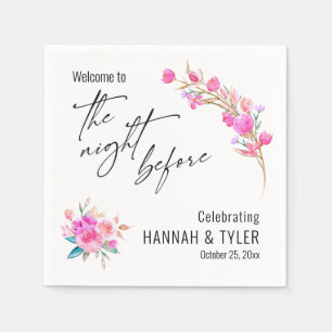 Serviette En Papier Bienvenue dans The Night Before Pink Floral Waterc