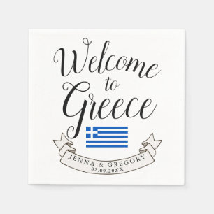 Serviette En Papier Bienvenue en Grèce   Destination Faveur Mariage