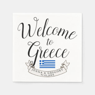 Serviette En Papier Bienvenue en Grèce   Mariage de destination person