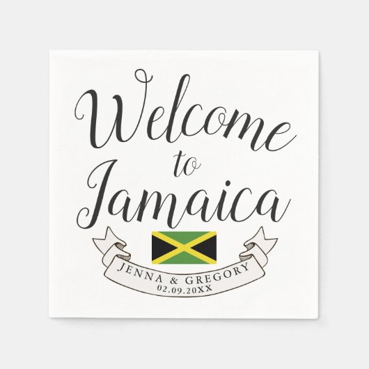 Serviette En Papier Bienvenue en Jamaïque | Mariage de destination uni (Devant)