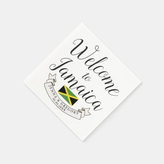 Serviette En Papier Bienvenue en Jamaïque | Mariage de destination uni (Coin)