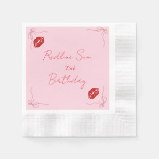 Serviette En Papier Bienvenue moderne avec un nœud rose chic pour anni