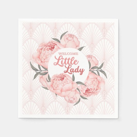 Serviette En Papier Bienvenue Petite Dame Blush Pink Peony (Devant)