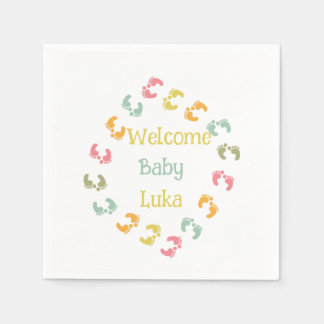 Serviette En Papier Bienvenue Pieds bébé Personnaliser Favoriser Tags