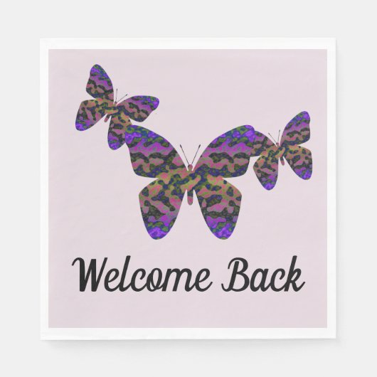 Serviette En Papier Bienvenue Retour Bright Butterflies Business Emplo (Devant)
