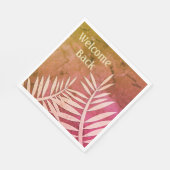 Serviette En Papier Bienvenue Retour Motif en silhouette feuille rose  (Coin)