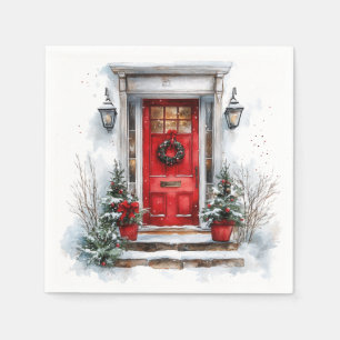 Serviette En Papier Bienvenue traditionnelle de vacances de Noël porte