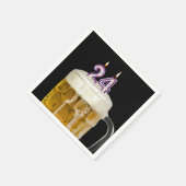 Serviette En Papier Bière 24th Birthday sur noir (Coin)