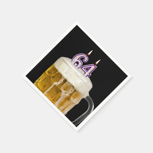 Serviette En Papier Bière 64e anniversaire en noir (Coin)