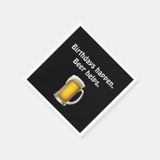 Serviette En Papier Bière d'anniversaire en noir (Coin)