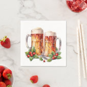 Serviette En Papier Bière d'aquarelle de Noël festive (En situation)