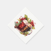 Serviette En Papier Bière d'aquarelle de Noël festive (Coin)