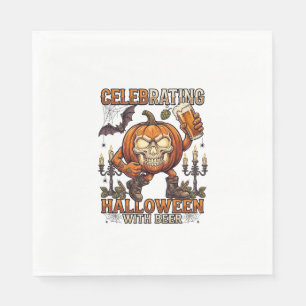 Serviette En Papier Bière d'Halloween Crâne Citrouille Chauve-Souris C