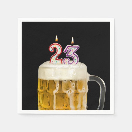 Serviette En Papier Bière du 23e anniversaire en noir (Devant)