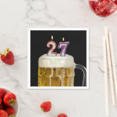 Serviette En Papier Bière du 27e anniversaire en noir (En situation)